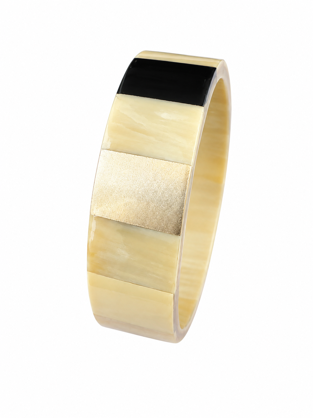 Bracelet corne Harmony noir gris, vue de profil - Trendy's Jewels