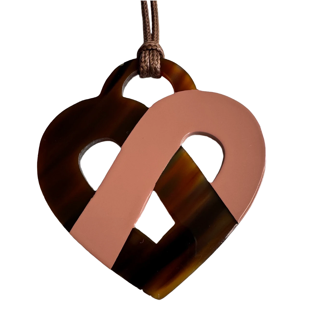 Collier pendentif cœur corne naturelle rose ancien - Trendy's Jewels