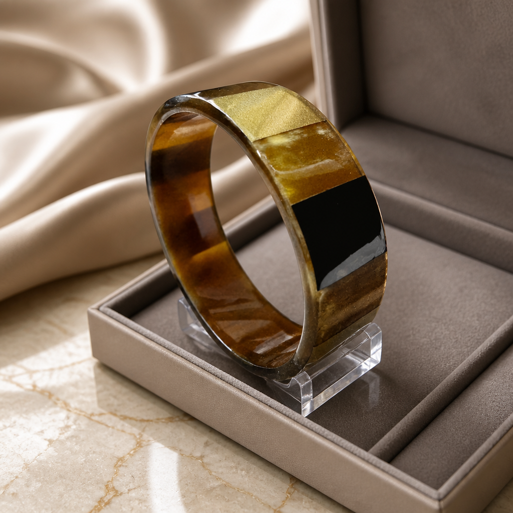 Bracelet corne Harmony gris, fond blanc - Trendy's Jewels