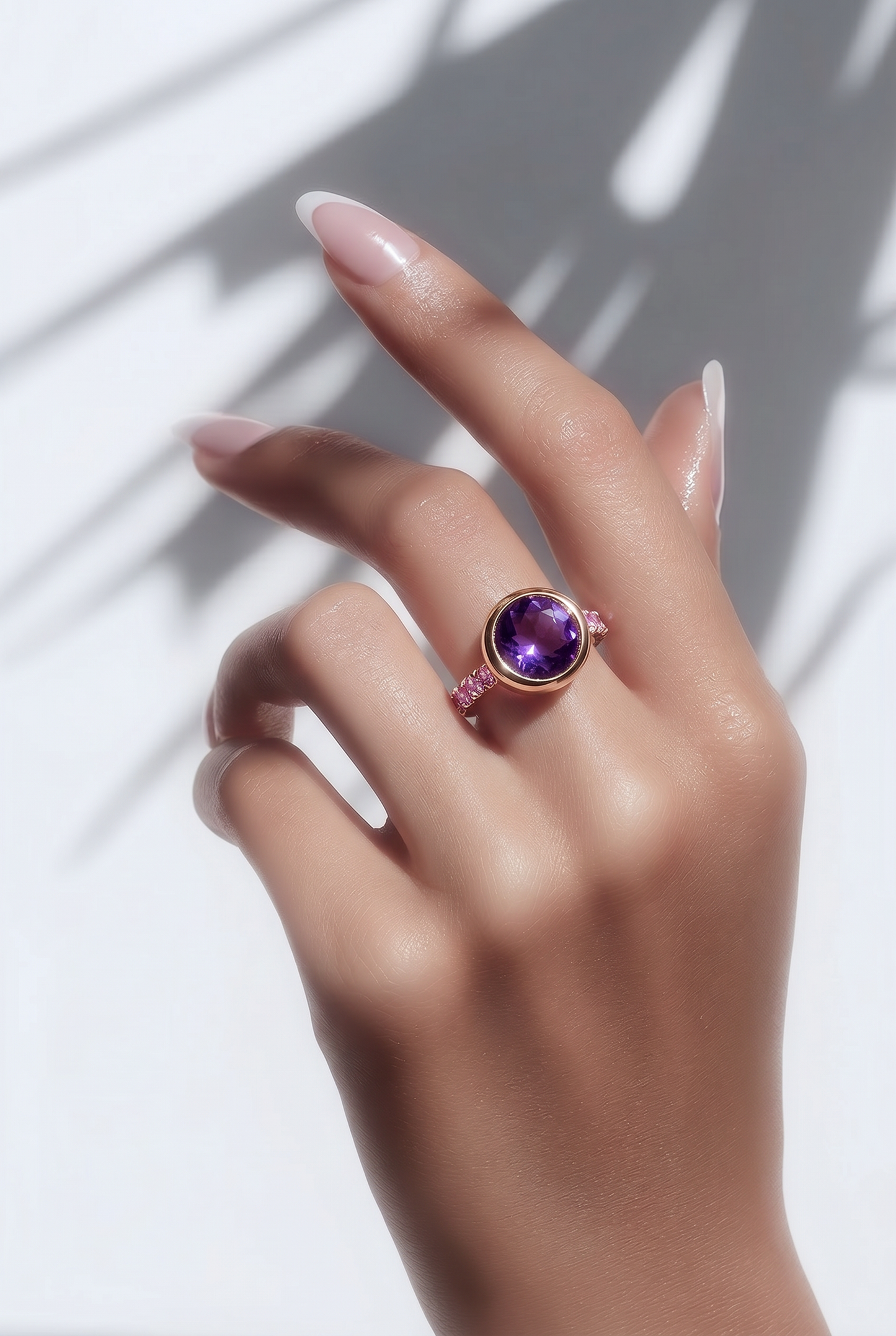 Bague cocktail rose Prisma Gem 10mm zircons or rose 18 carats - Trendy's Jewels
