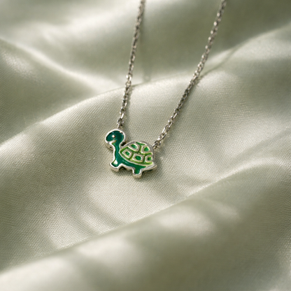 Chaîne enfant argent rhodié 925 avec pendentif tortue 37cm - Trendy's Jewels