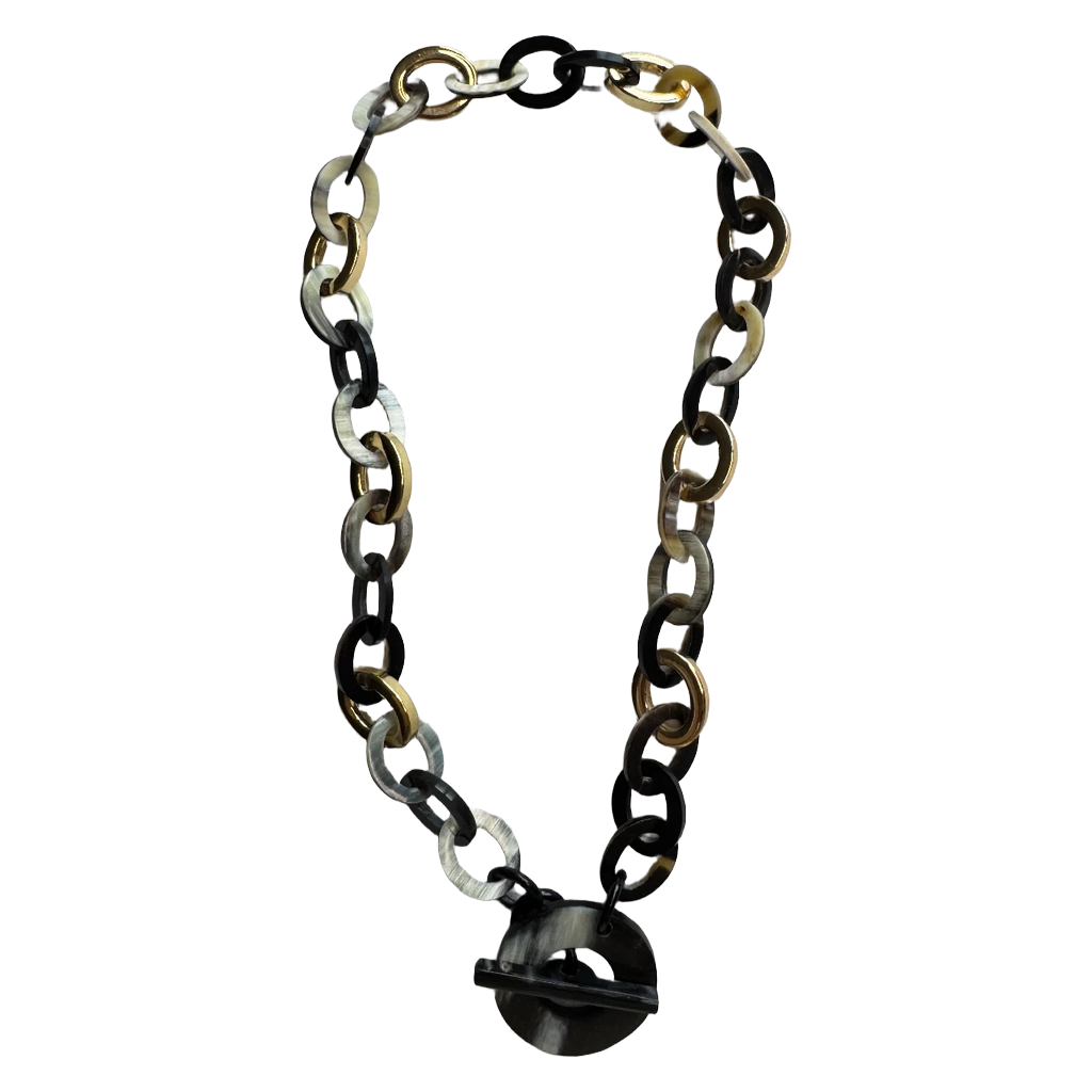 Collier maillons corne multicolore, vue rapprochée - Trendy's Jewels