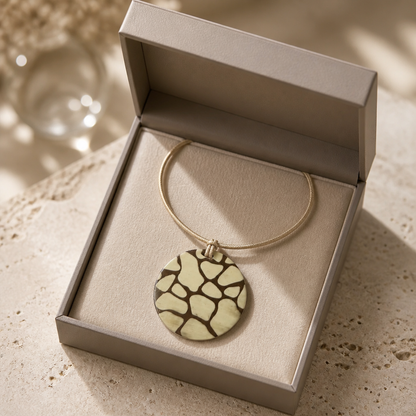 Pendentif corne naturelle Safari gold rosé, vue de face - Trendy's Jewels