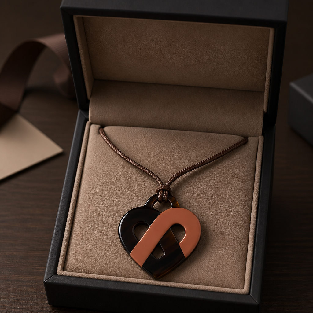 Pendentif corne en forme de cœur, détail laque - Trendy's Jewels