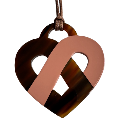 Collier pendentif cœur corne naturelle rose ancien - Trendy's Jewels