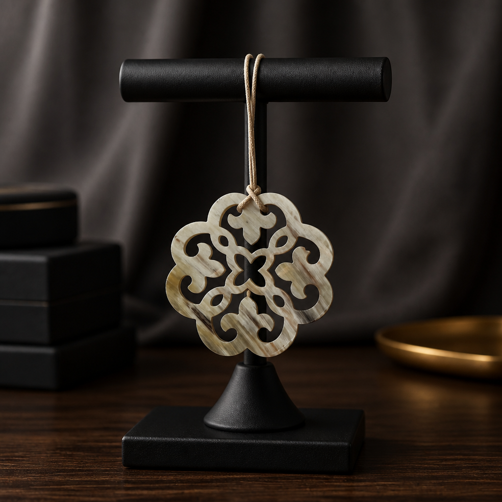 Pendentif corne ivoire statement 8cm, vue de face - Trendy's Jewels