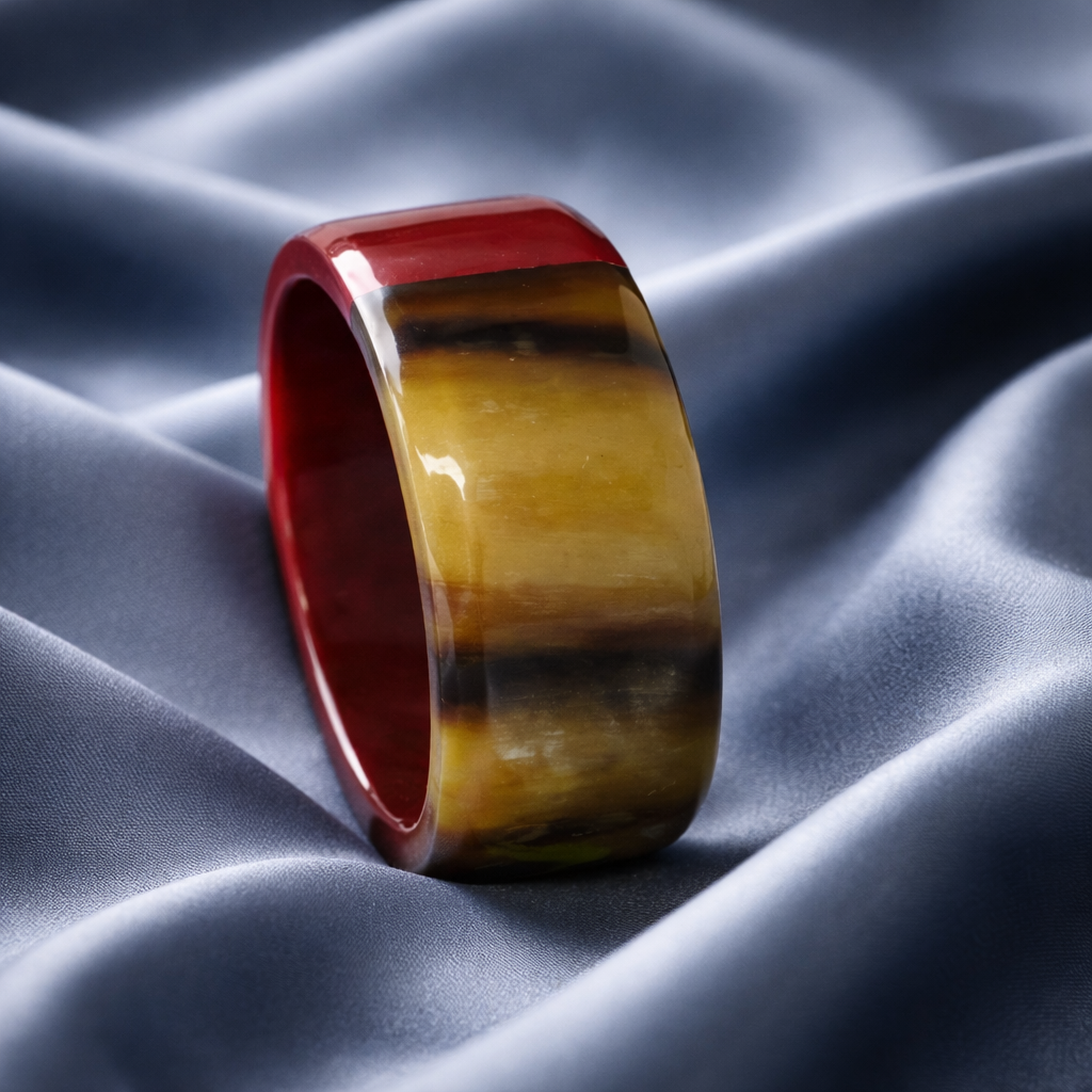 Bracelet corne bordeaux porté au poignet - Trendy's Jewels