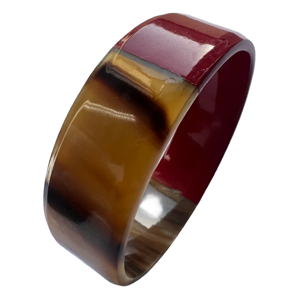 Bracelet corne laque bordeaux, vue de face - Trendy's Jewels
