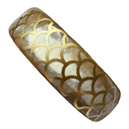Bracelet corne vernis Snake ivoire, fond blanc - Trendy's Jewels
