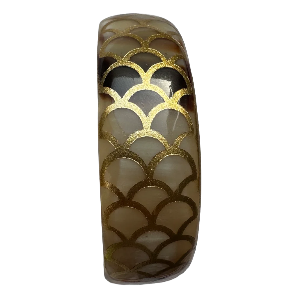 Bracelet large corne Snake ivoire crème, vue de profil - Trendy's Jewels
