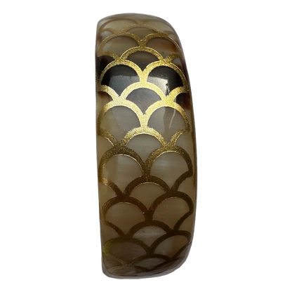 Bracelet large corne Snake ivoire crème, vue de profil - Trendy's Jewels