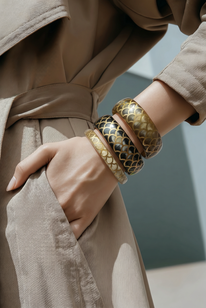 Collection bracelets larges corne Snake Gold - Trendy's Jewels