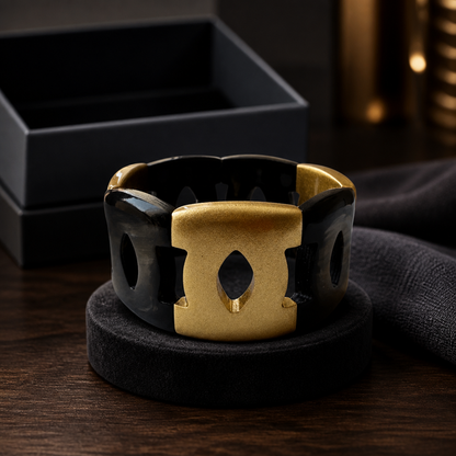 Bracelet corne ajustable laque gold porté au poignet - Trendy's Jewels