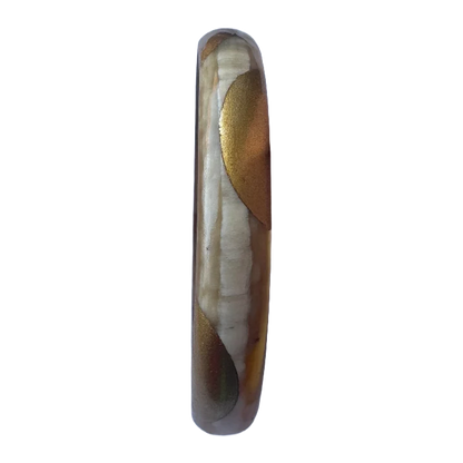Bracelet corne Demi-Lune ivoire gold, fond blanc - Trendy's Jewels