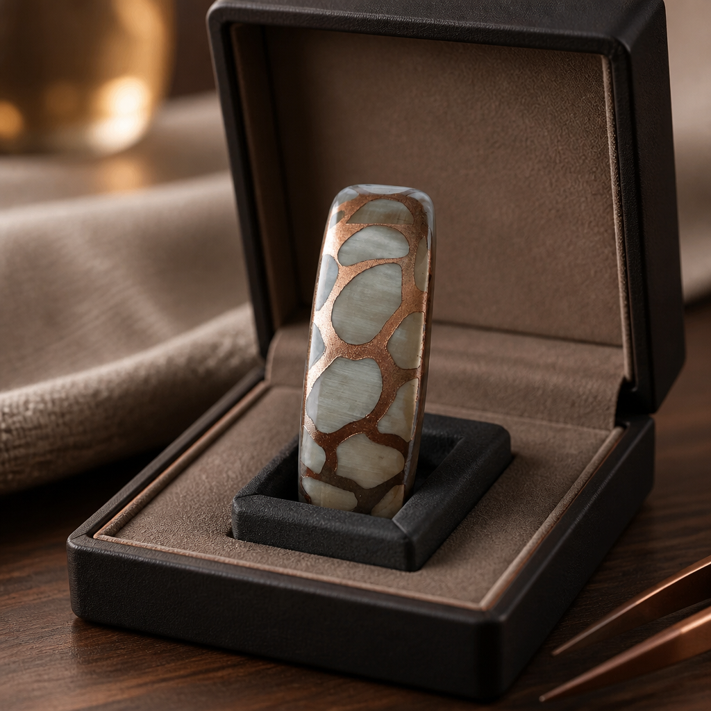 Détail reflets rose gold sur corne ivoire - Trendy's Jewels
