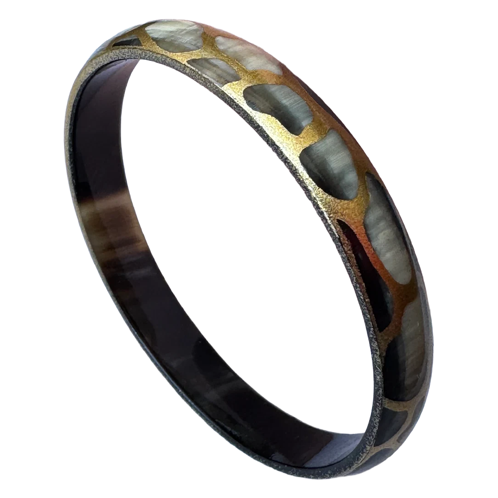 Bracelet fin corne Safari Gold trio couleurs, fond blanc - Trendy's Jewels