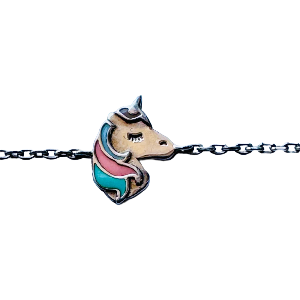 Bracelet enfant licorne argent, vue de face - Trendy's Jewels