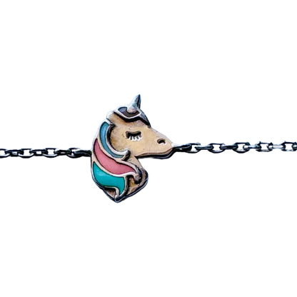 Bracelet enfant licorne argent, vue de face - Trendy's Jewels