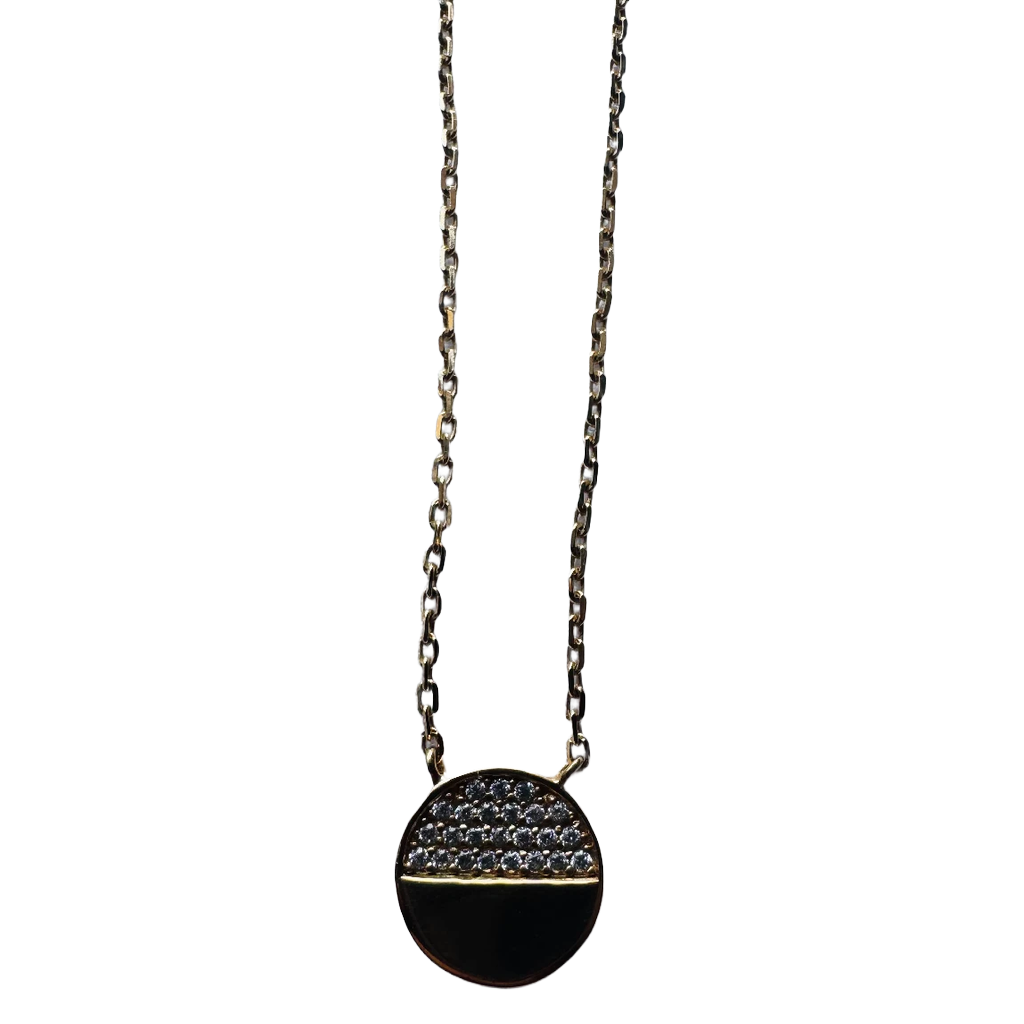 Détail pendentif rond micro-serti zircons or - Trendy's Jewels
