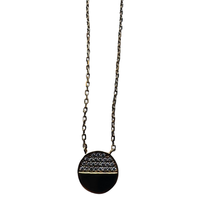 Détail pendentif rond micro-serti zircons or - Trendy's Jewels