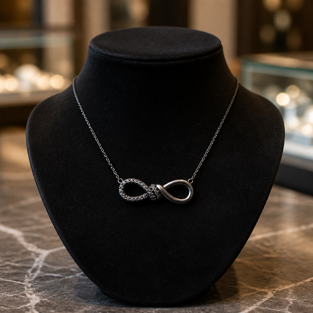 Chaîne infini argent zirconium portée au cou - Trendy's Jewels