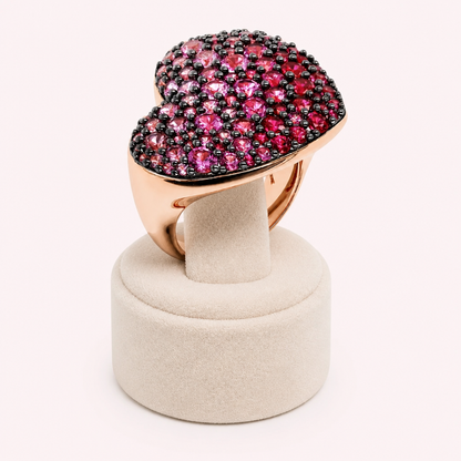 Détail pavé zircons bague cœur Golden Rosé - Trendy's Jewels