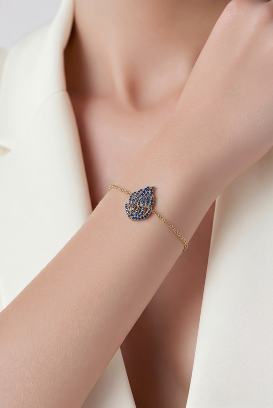 Bracelet flamme bleue plaqué or jaune 18 carats contemporain 18cm - Trendy's Jewels