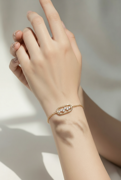 Bracelet étoile plaqué or jaune 18 carats délicat 18cm - Trendy's Jewels