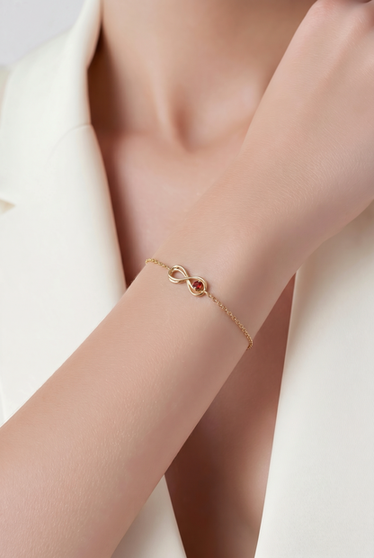 Bracelet infini plaqué or jaune 18 carats symbole éternité 18cm - Trendy's Jewels