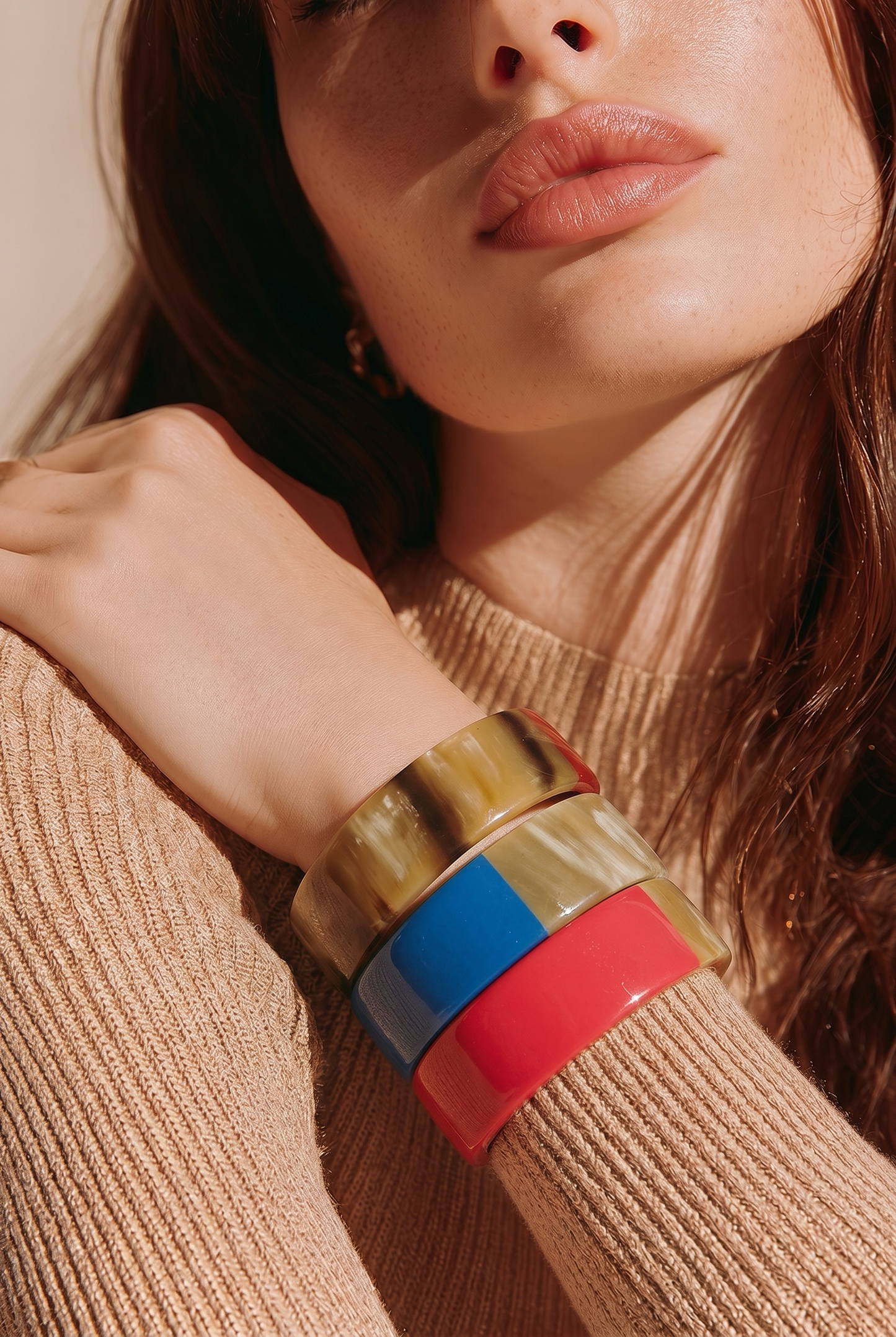 Trio bracelets corne laque couleurs résine - Trendy's Jewels