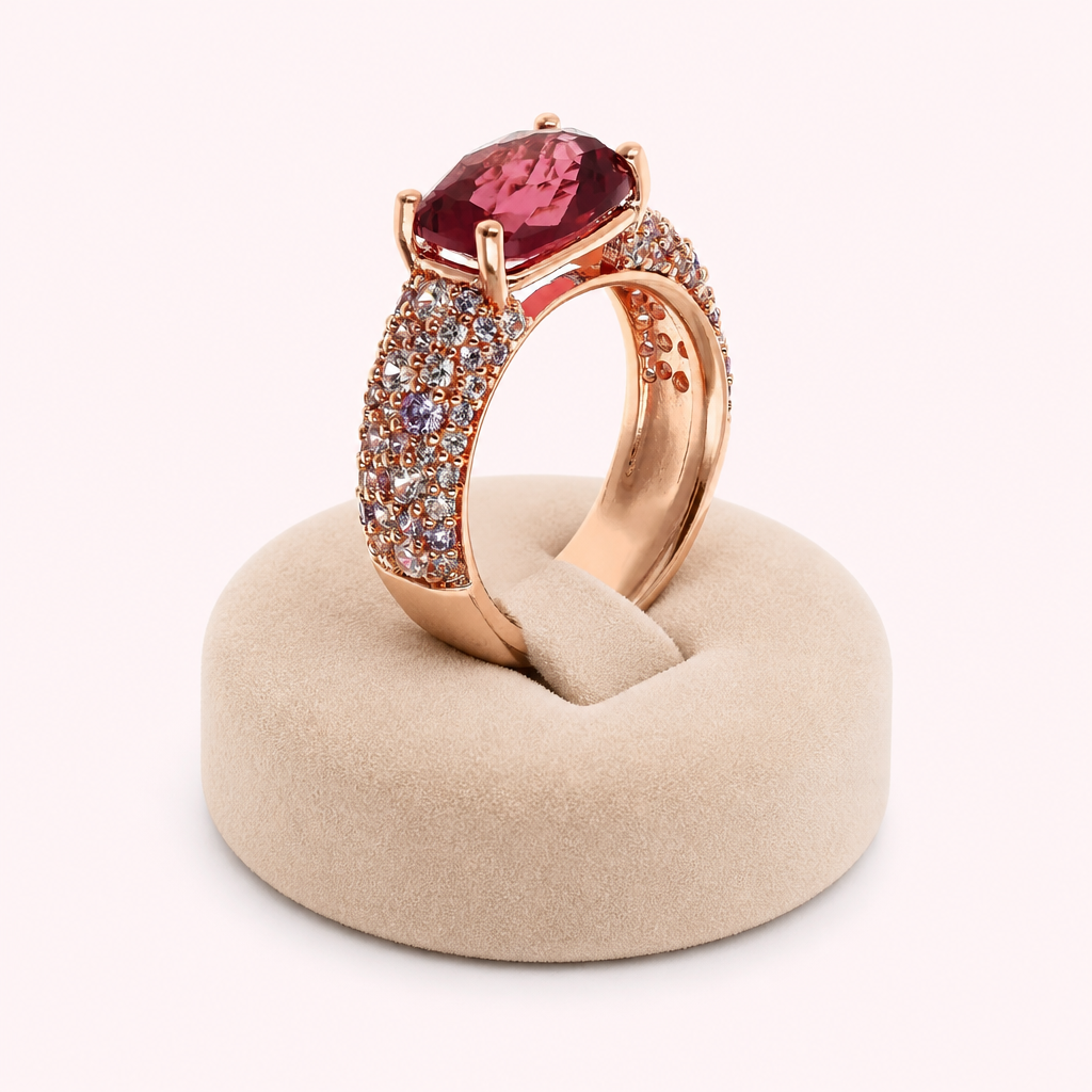 Bague Prisma Gem rectangle colorée portée, vue de face - Trendy's Jewels
